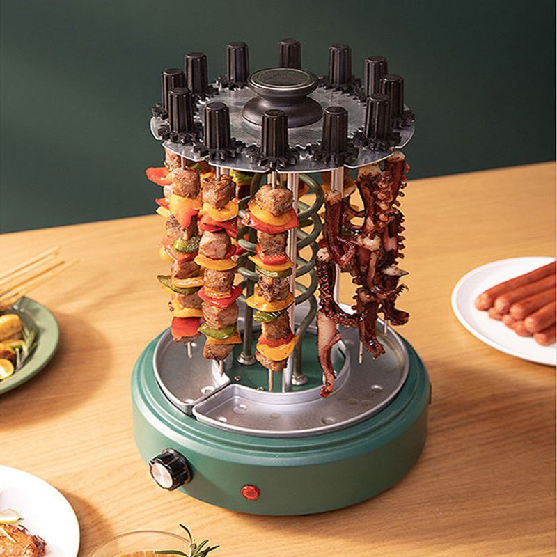 Gril électrique a 12 brochettes gril électrique domestique petite machine de barbecue à fumée rotative entièrement automatique sans huile