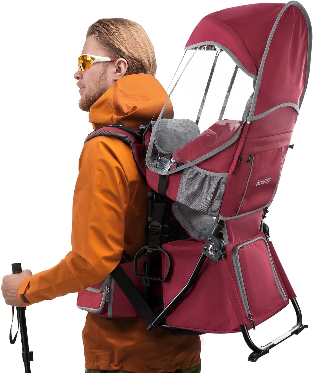 besrey Sac à dos de transport pour bébé, porte-enfant ergonomique, sac à dos de randonnée sûr pour tout-petits avec grand espace de rangement, siège enfant rembourré réglable