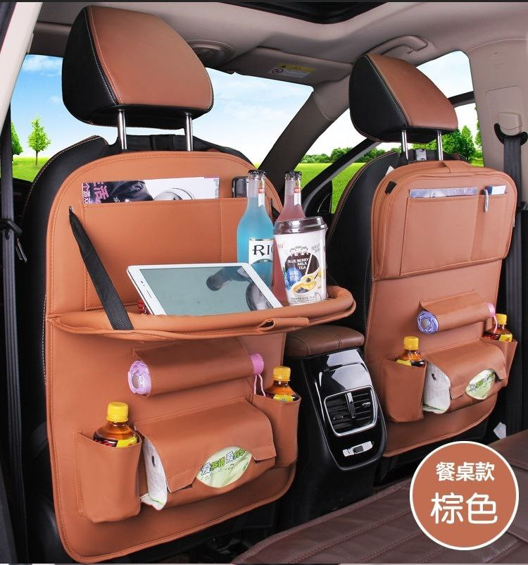 Sac de rangement pour siège de voiture en cuir, sac de rangement multifonctionnel pour table à manger pliable, fournitures d'intérieur de voiture