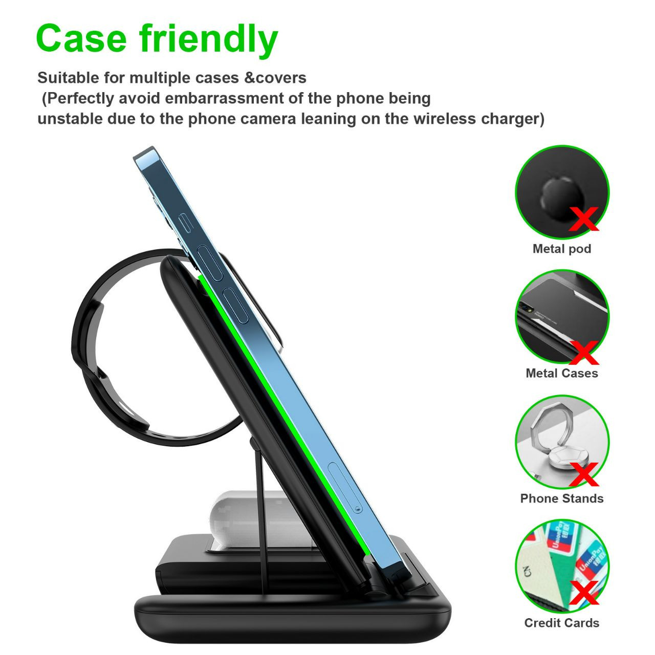 Chargeur sans fil pliable trois-en-un Z11 Charge rapide sans fil 20 W adapté aux téléphones mobiles, montres et écouteurs Apple Android Station de charge sans fil  est une station de charge rapide 3-e