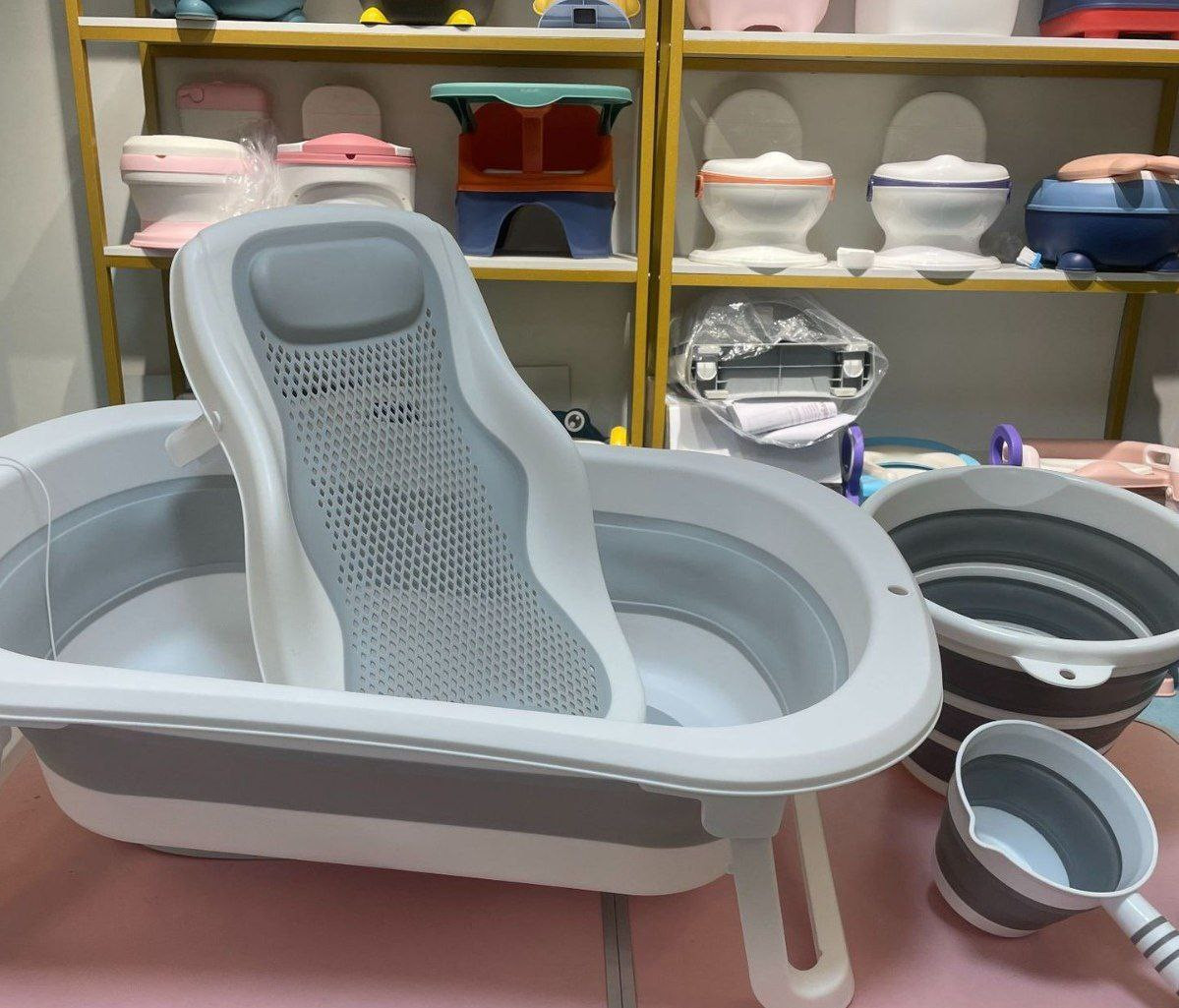 Baignoire pliable pour bébé de 0 à 5 ans, baignoire pour enfant à domicile, ensemble de baignoire pour enfants, détection de température