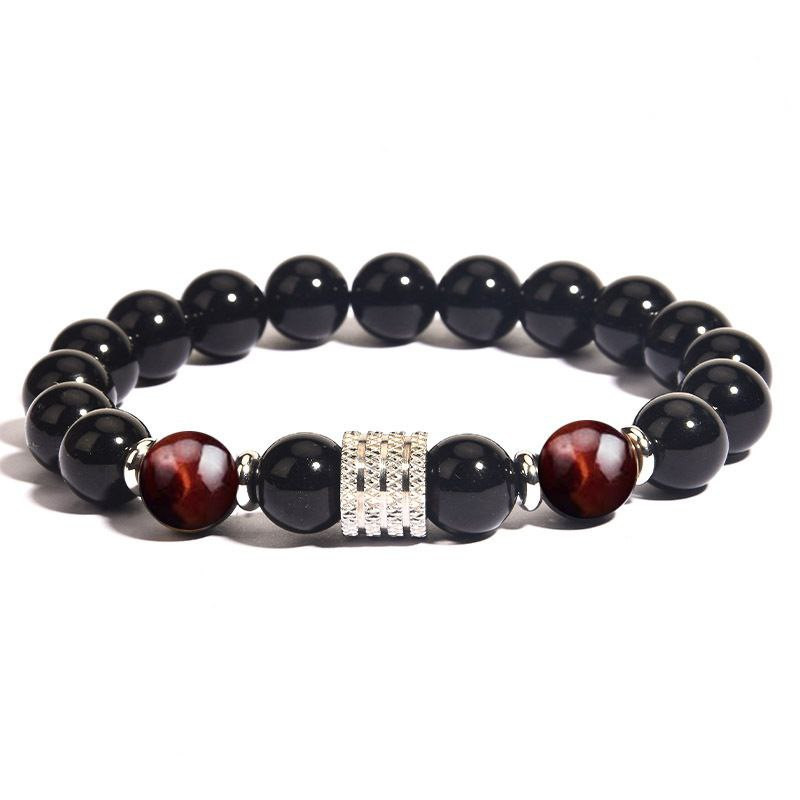 Bijoux en acier inoxydable œil de tigre obsidienne bracelet pour hommes