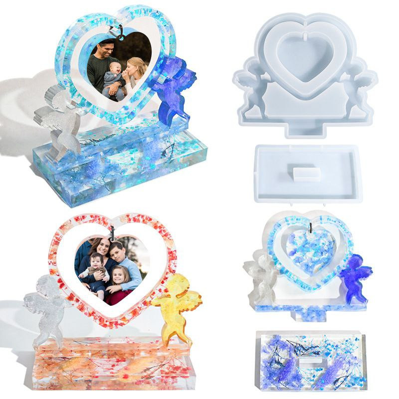 Moule en silicone de Cupidon pour couple amour cadre photo accessoires pour la maison sur table