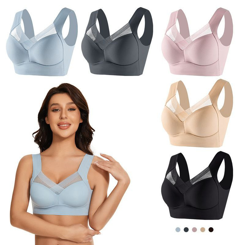 Soutien-gorge de sport sans couture en soie glacée de grande taille, sous-vêtements pour femmes, push-up, anti-affaissement et soutien secondaire de la poitrine, soutien-gorge tube sexy