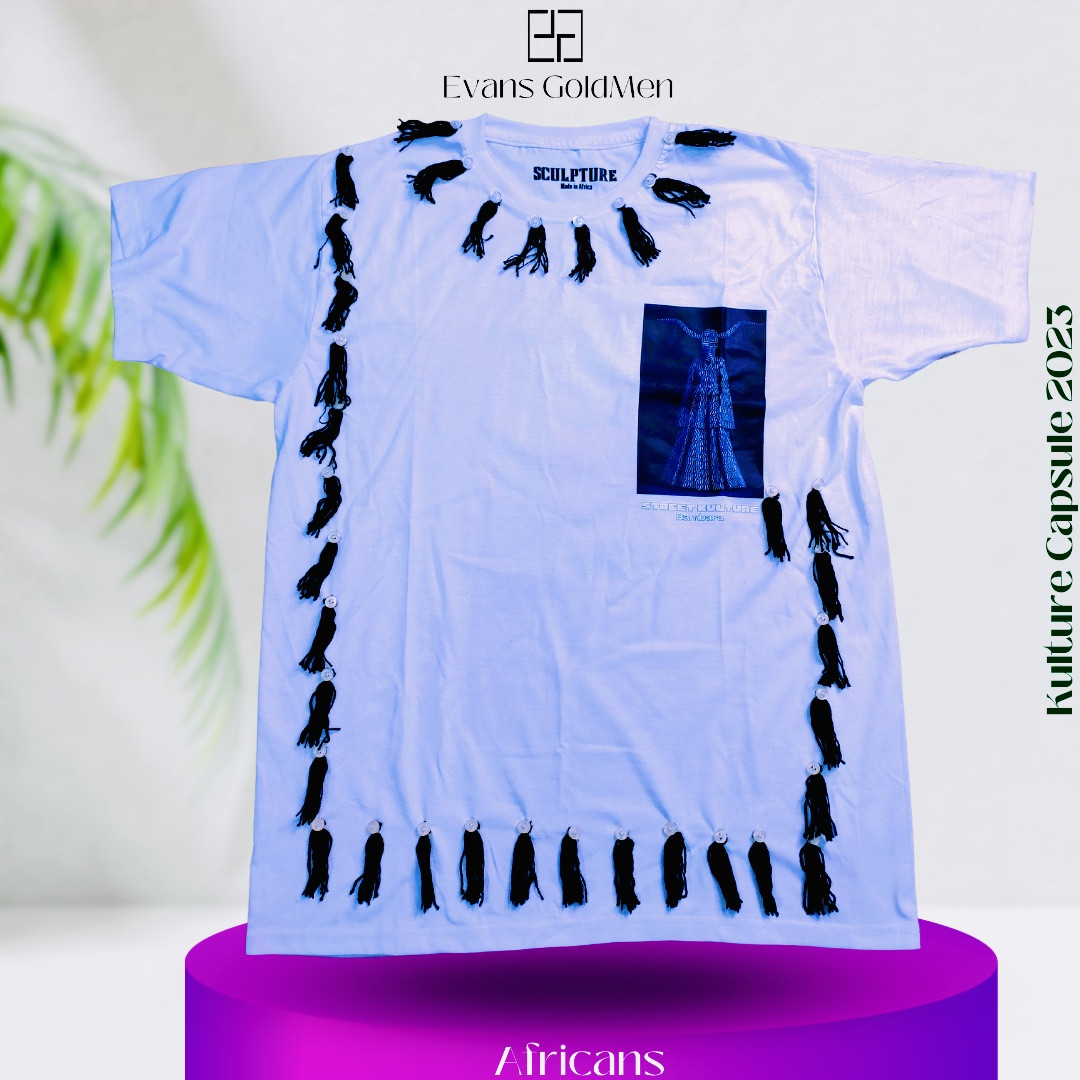 African imprimer de t-shirt issue de la collection «Kulture 2023 » de la marque Evans GoldMen