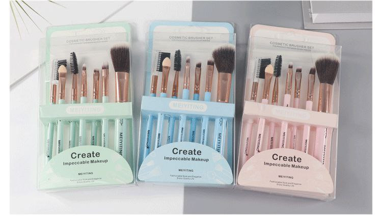 Outils de maquillage ensemble de pinceaux de beauté 7 pièces débutant Blush sourcils lèvres fard à paupières pinceau outils de beauté