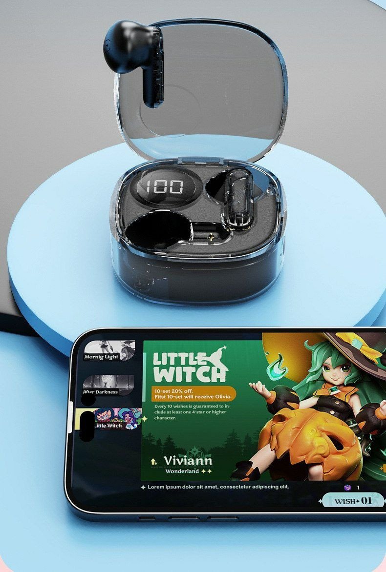 Nouveau modèle privé transfrontalier transparent MAX20 casque Bluetooth sans fil affichage numérique chapiteau TWS intra-auriculaire écouteurs sans fil TWS au design transparent, présentée dans un boî