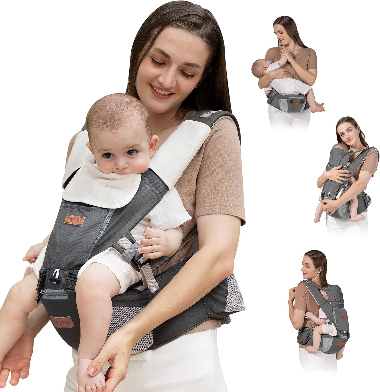 besrey Porte Bebe Physiologique, Porte Bébé Multifonction Porte bebe avec siege porte bébé randonnée porte bebe devant