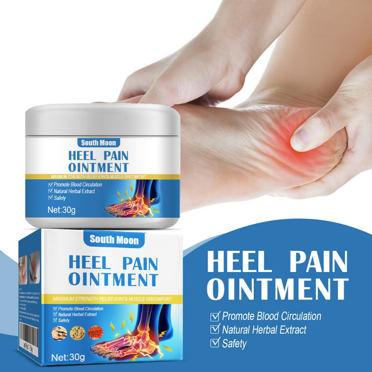 Crème de soin des talons South Moon Articulations, orteils et talons Crème réparatrice hydratante pour massage externe de la peau