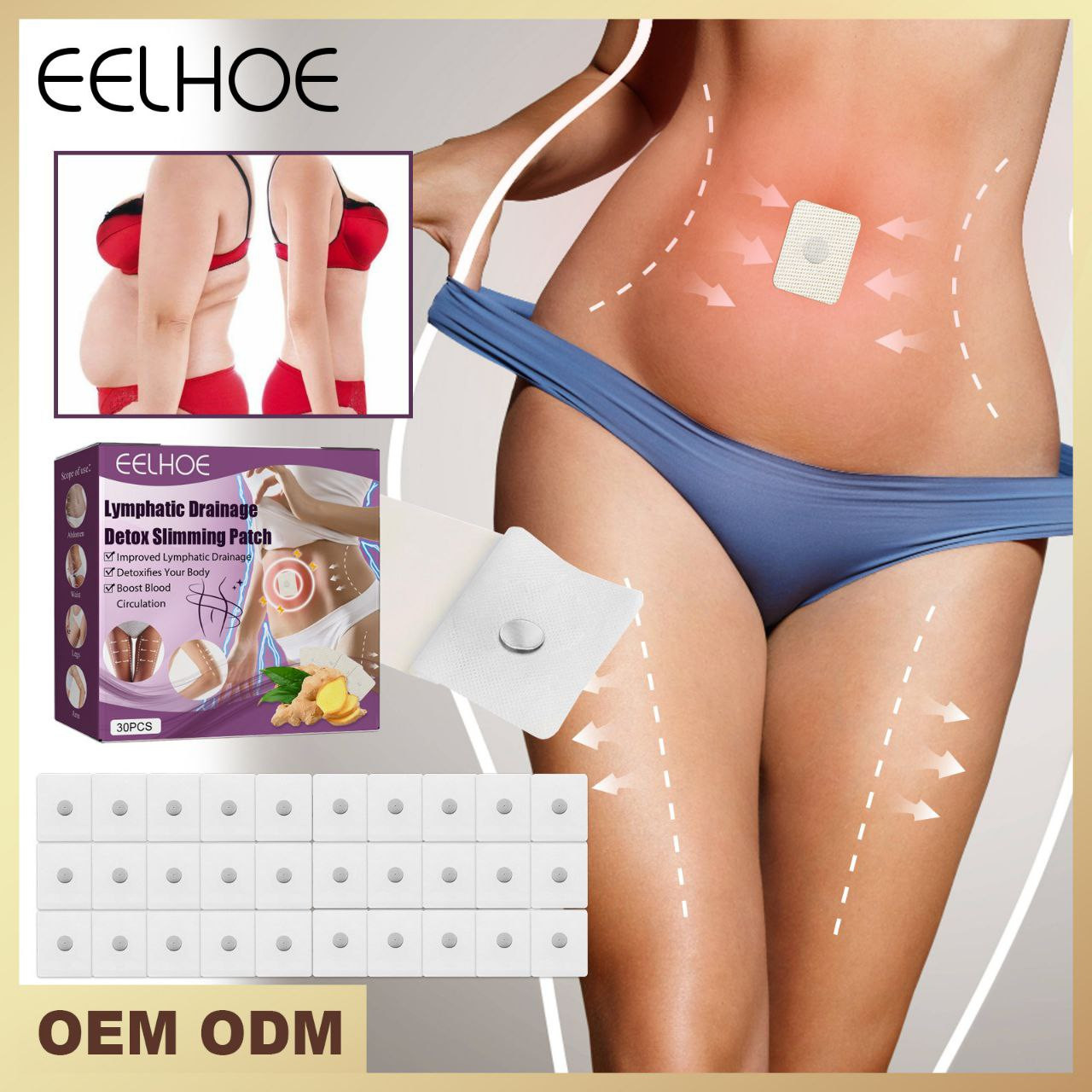 eelhoe Lymphatic Body Slimming Sticker pour petit ventre, cuisses fines