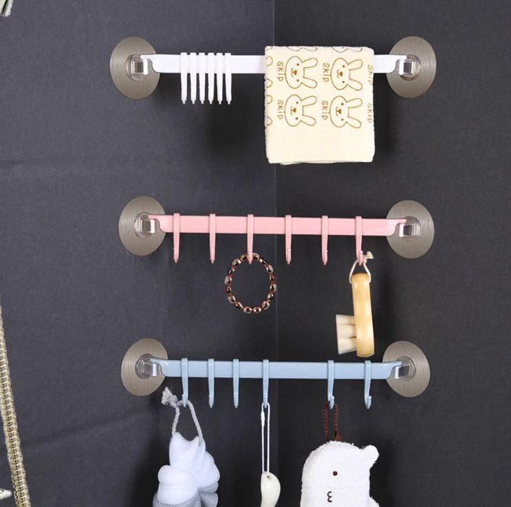 Crochet murale 6 rangées de salle de bain sans poinçon traceless rack porte adhésif