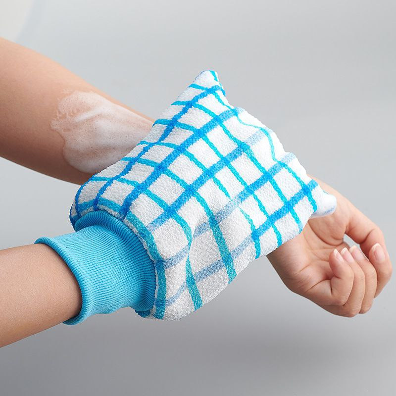 Serviette de bain à carreaux, drap de bain en boue et cendre, gants de gommage pour le dos, gants de gommage pour la maison