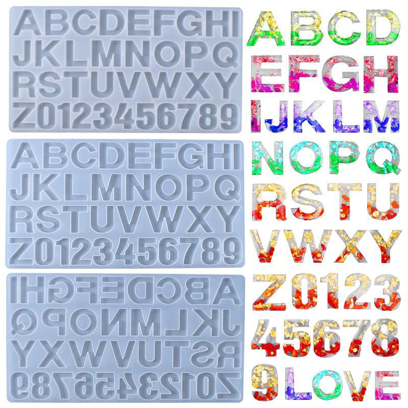 Cristal époxy anglais Pinyin Alphabet Silicone moule bricolage bijoux faits à la main résine pendentif numérique modèle