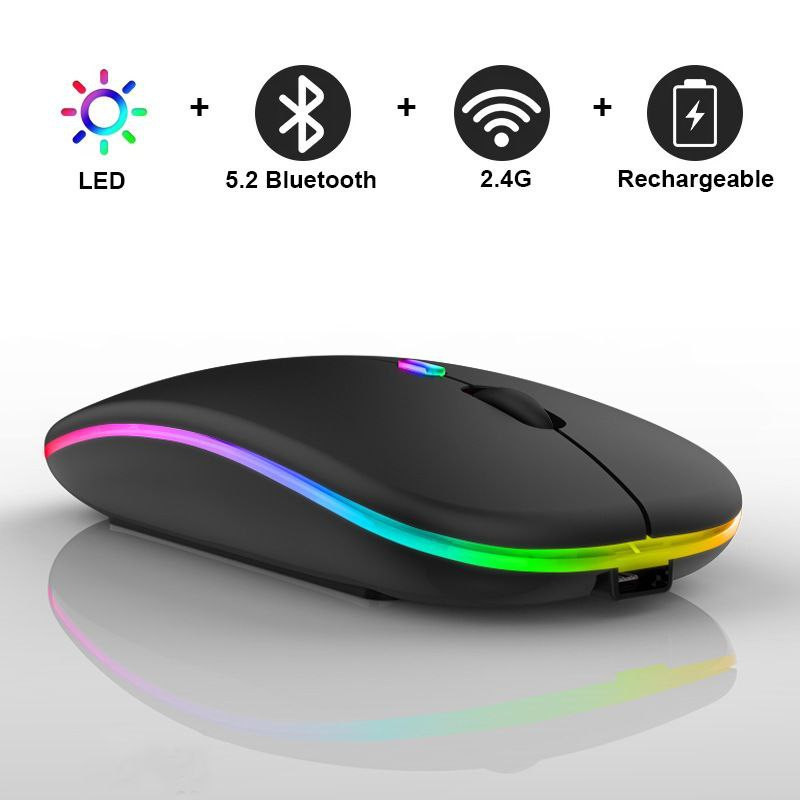 Souris de chargement sans fil Bluetooth 5.0 souris double mode 2,4 G Bluetooth fonction de souris silencieuse double mode adaptée à Apple