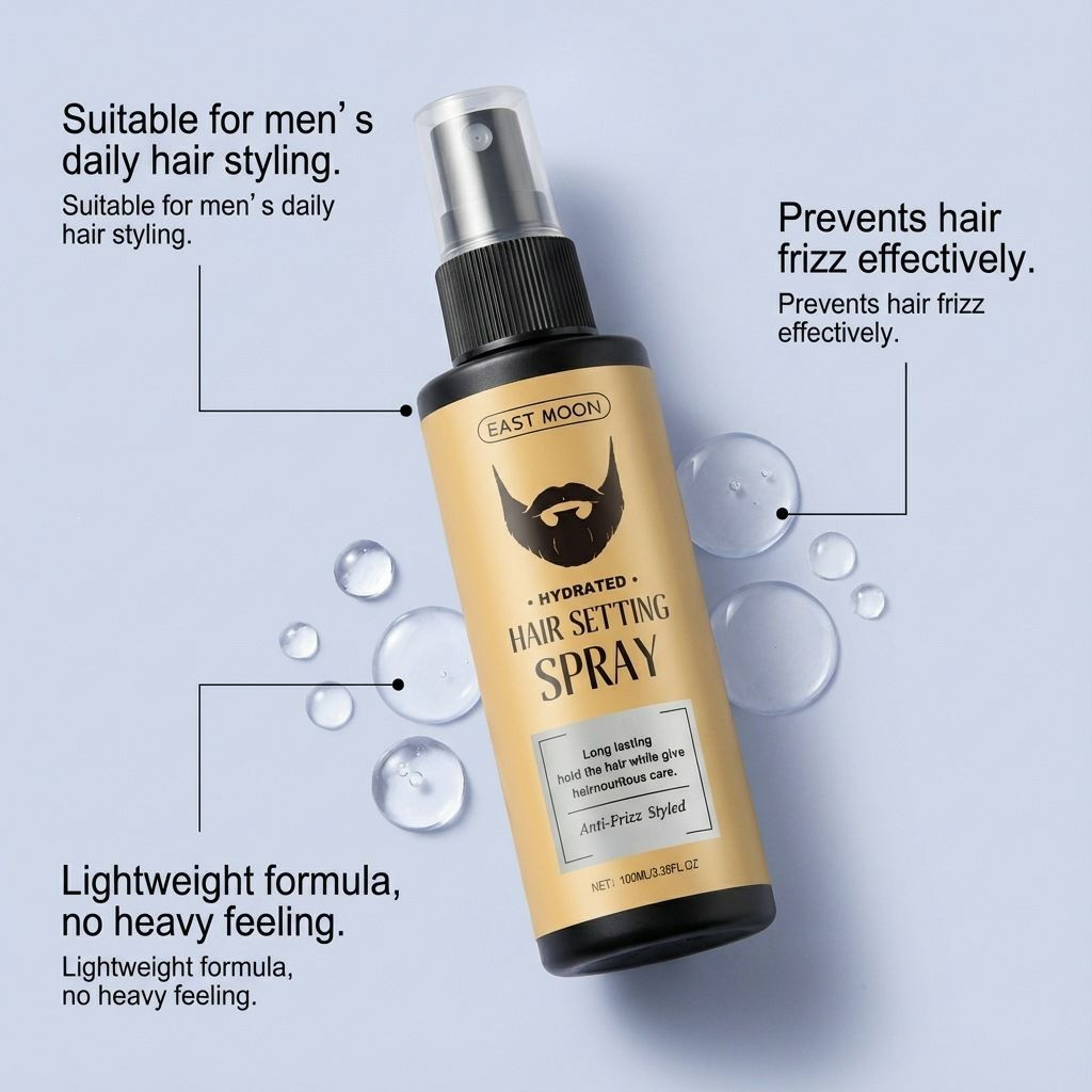 EAST MOON Hair Styling Spray Spray léger pour une coiffure naturelle quotidienne rafraîchissante et moelleuse pour hommes