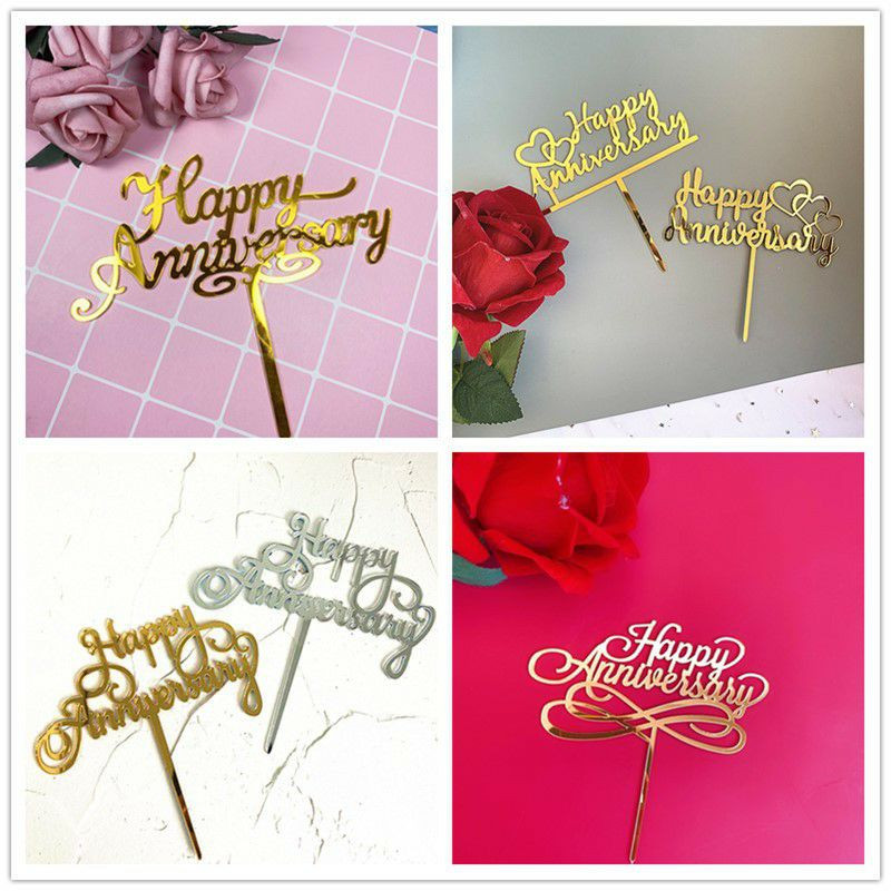 Carte de gâteau en acrylique joyeux anniversaire, décoration de gâteau de fête