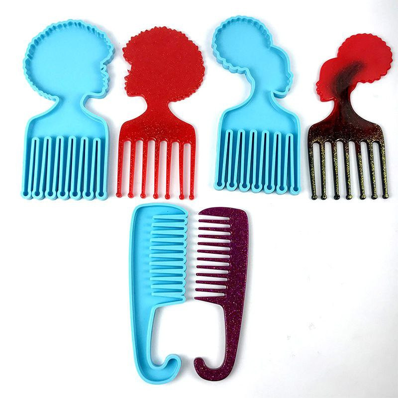 Moule en silicone à cheveux  bouclés africains, peigne d'insertion de cheveux, série de peignes à , colle à cristal créative