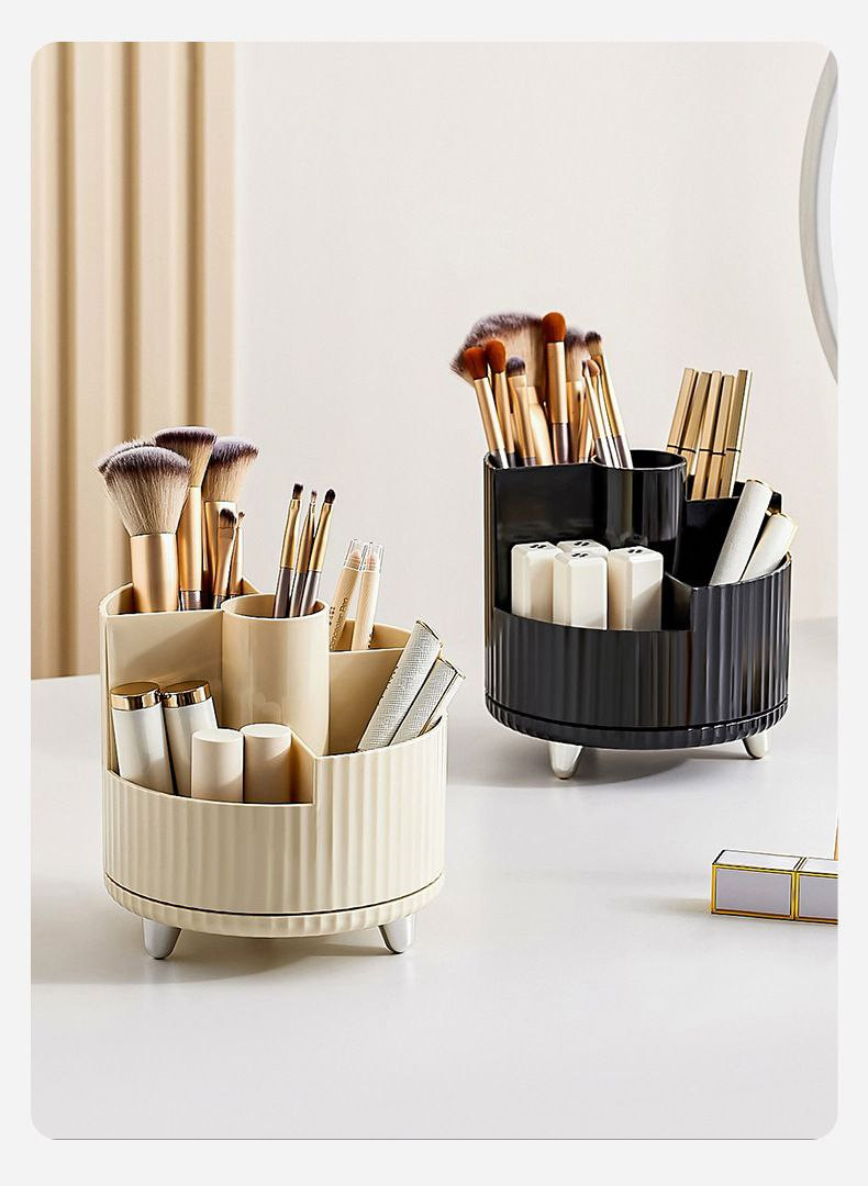 Boîte de rangement cosmétique porte-stylo rotatif coiffeuse bureau grande capacité pinceau de maquillage rouge à lèvres ombre à paupières support de rangement pour bouffées de poudre