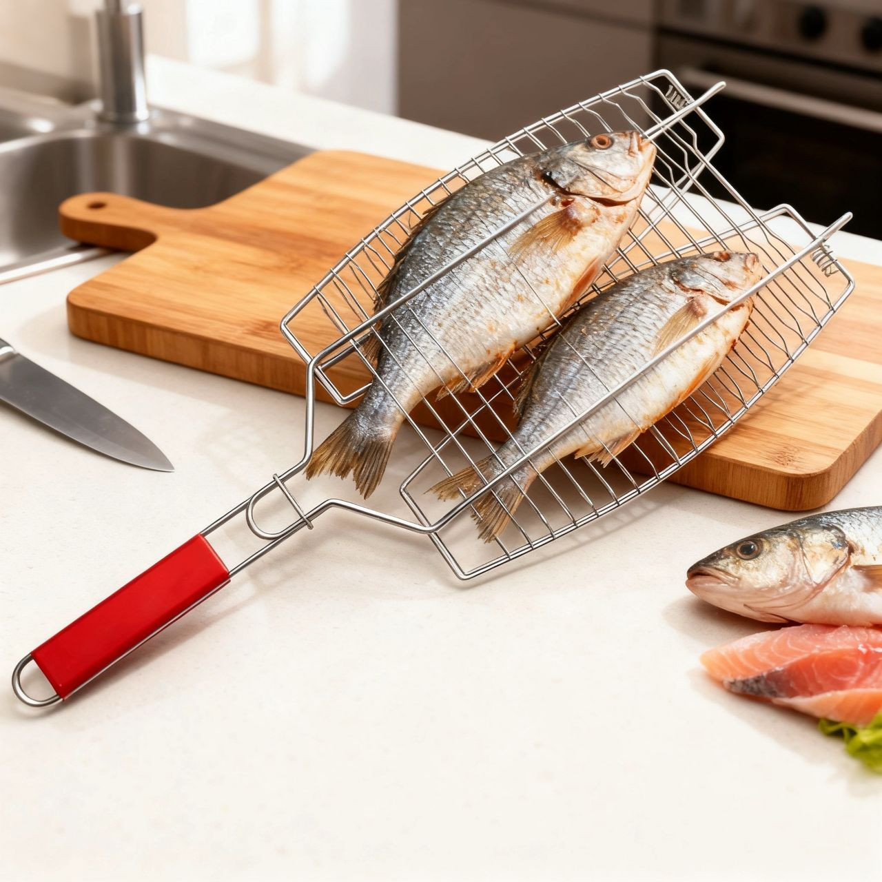 Pince pour filet de barbecue en plein air Pince à poisson grillé Pince à barbecue Filet à poisson grillé Filet de barbecue Double filet à poisson Pince à hamburger Pince à légumes