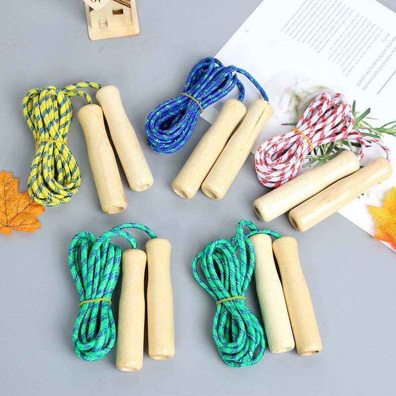 Corde a sauter pour le sport, fitness , gym Handley de poignée en bois,  corde saut coton caoutchouc