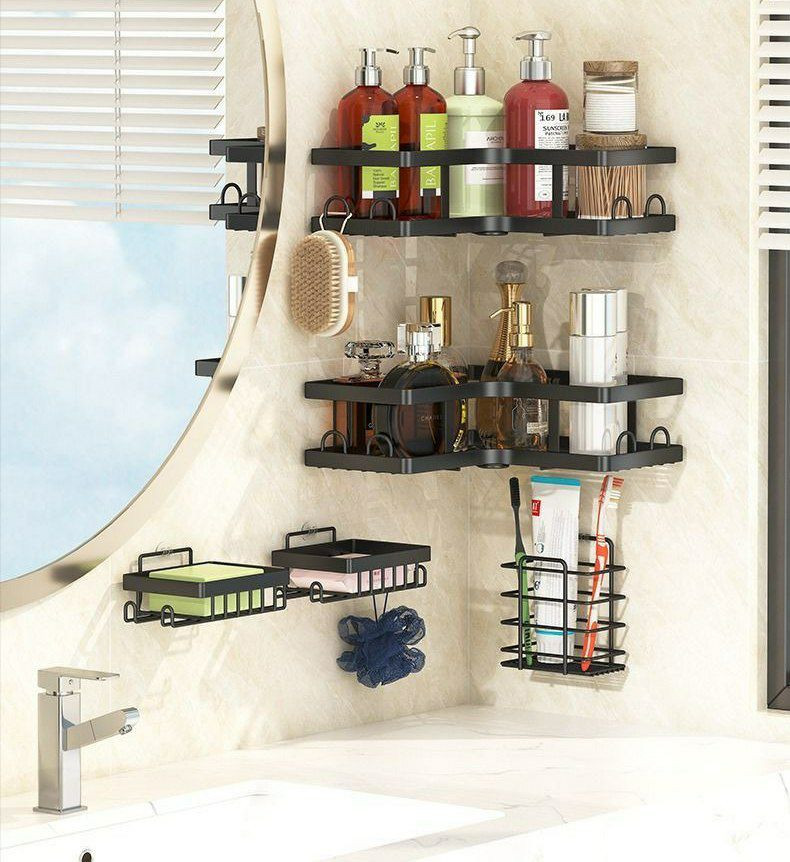 Support de rangement transfrontalier sans poinçon rangement salle de bain WC lavabo mural cuisine WC étagère creuse.